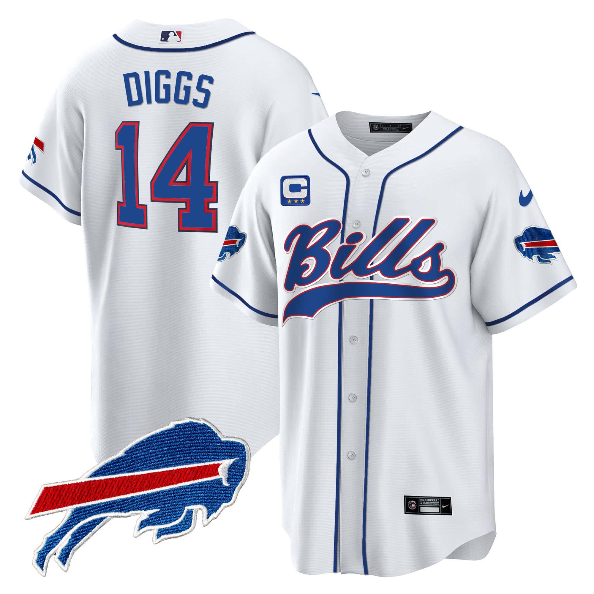 Men Buffalo Bills #14 Diggs White 2024 Nike Baseball Game NFL Jersey